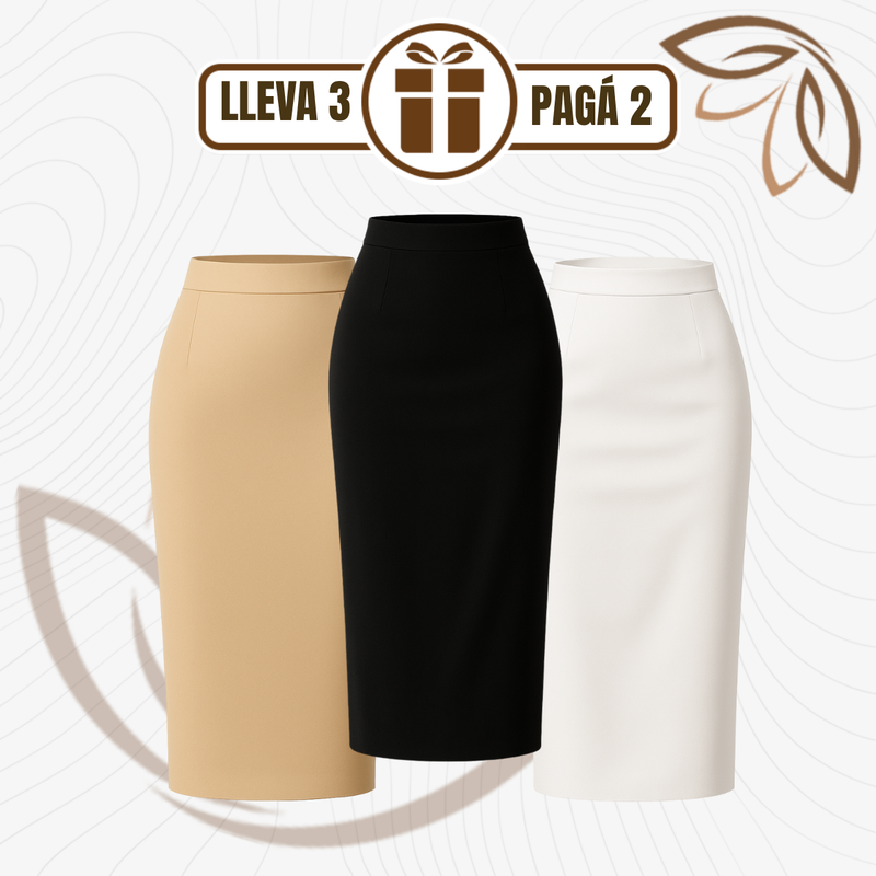 [Llevá 3 Pagá 2] Falda Midi Recta Francini de Cintura Alta en Crepé Sastrero (¡Estilo clásico y elegante!)