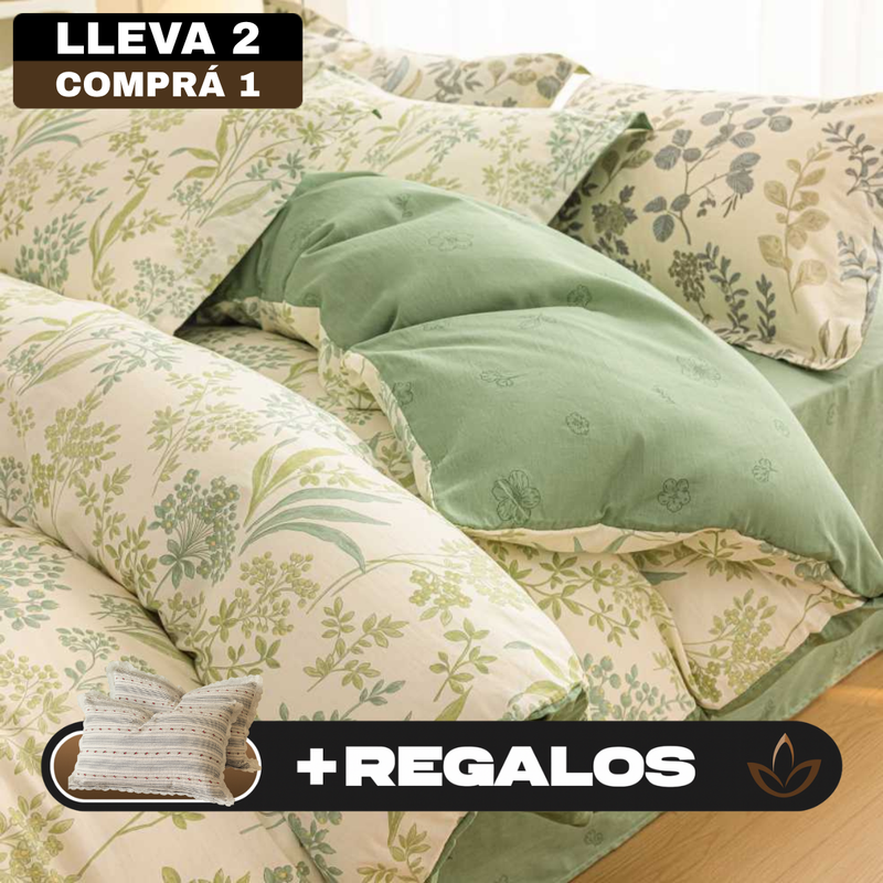 [Llevá 2 Pagá 1] Juego de Cama Completo Luna Estampado en Algodón y Poliéster (¡Noches Maravillosas de Relax!) +2 Fundas para Almohada