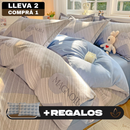 [Llevá 2 Pagá 1] Juego de Cama Completo Estampado en Algodón y Poliéster +2 Fundas para Almohada