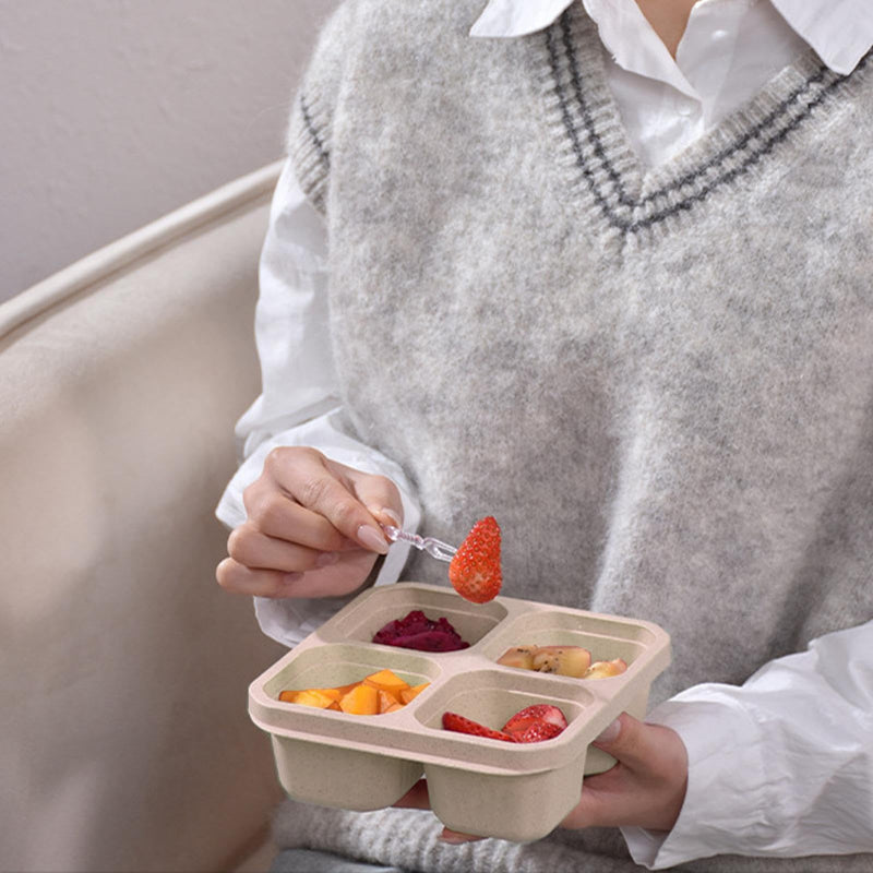 [Llevá 10 Pagá 5] Recipientes Resistentes para Snack de 4 Compartimentos con Tapa Antifugas