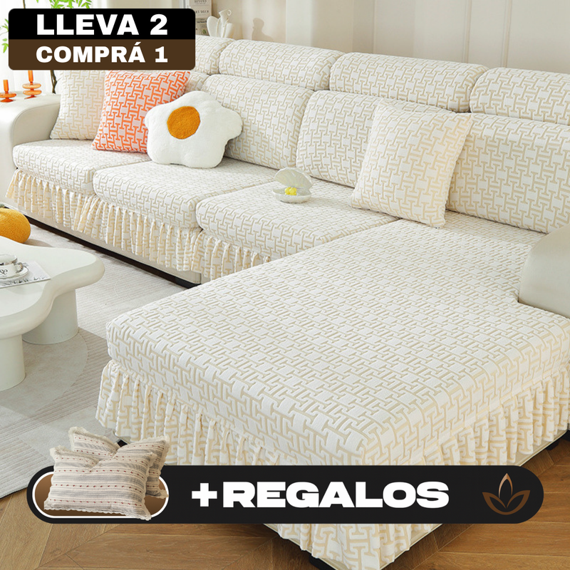 [Llevá 2 Pagá 1] Funda para Sofá Milano en Poliéster y Elastano (¡Estilo, Protección y Confort Instantáneo!) +2 Fundas de Almohadón de Regalo