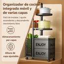 [Llevá 2 Pagá 1] Frutera Organizadora Inox Multiuso con Rueditas 5 Niveles y Canastos Deslizantes