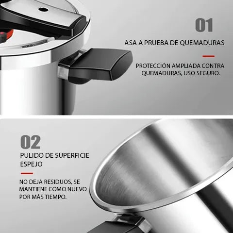 [Llevá 2 Pagá 1] Olla a Presión Supor de 3 Capas de Acero Inoxidable con Manijas de Goma | Seguridad Total para tu Cocina + Kit de Utensilios de Cocina