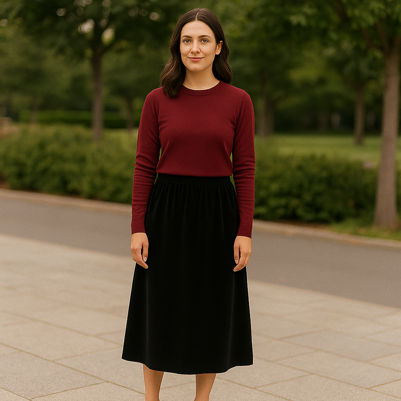 [Llevá 3 Pagá 2] Falda Midi Femenina de Chenilla y Terciopelo con Cintura Alta (¡Elegante y Minimalista!)