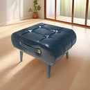 [Llevá 2 Pagá 1] Banqueta de Cuero Legítimo Acolchonada con Patas de Madera y Asa Lateral