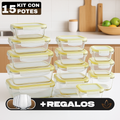 Kit con 15 Frascos Herméticos de Vidrio + 10 Vasos de Vidrio Aruba [¡ÚLTIMAS UNIDADES EN STOCK!]